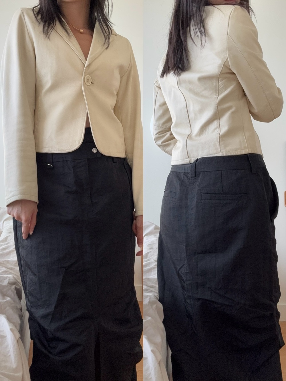 Vintage italian leather white blazer jacket